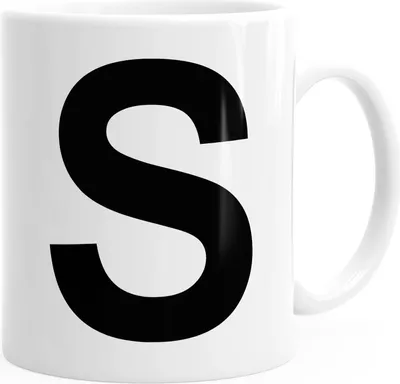 Produktbild von Kaffee-Tasse Buchstaben Buchstabe Arial Bold glänzend Kaffeetasse Teetasse Keramiktasse MoonWorks® S weiß unisize