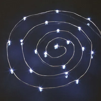 LED-Lichterkette, 20 kaltweiße LEDs, 1,35 m, batteriebetrieben