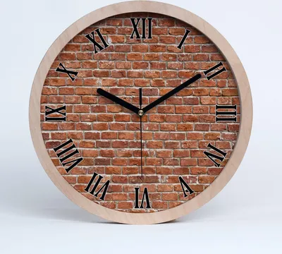 Produktbild von Holzuhr 20fi cm wanduhr - schwarze Spitzen - Ziegelwand