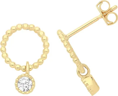 Produktbild von Wunderschöne 9 Karat (375) Gold Damen - Paar Ohrringe mit Zirkonia - 11mm*8mm; TRS36389
