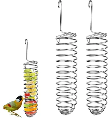 Immagine prodotto di Distributore di cibo per uccelli, 2 pezzi, in acciaio inossidabile, per frutta e verdura, accessorio per gabbie