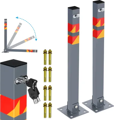 Immagine prodotto di TolleTour barriera per palo 2x barriera per parcheggio pieghevole barriera universale per palo di parcheggio