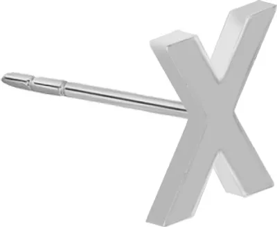 Produktbild von New Bling 9NB-908X - Zilveren oorsteker Letter X – Rhodium Plated – 4 mm – Per Stuk