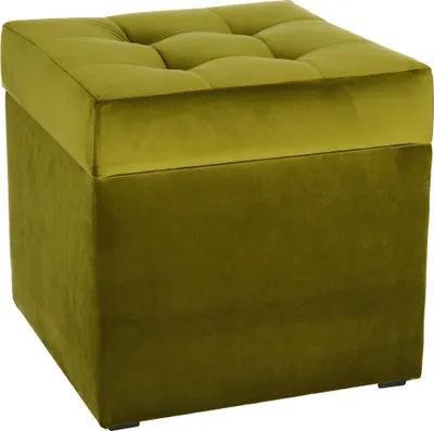 Produktbild von Polsterhocker, 45x45 cm, Farbe Fauliges Grün – weicher Sitz, aufklappbar mit Stauraum (50l) hält einer Belastung von bis zu 100 kg stand