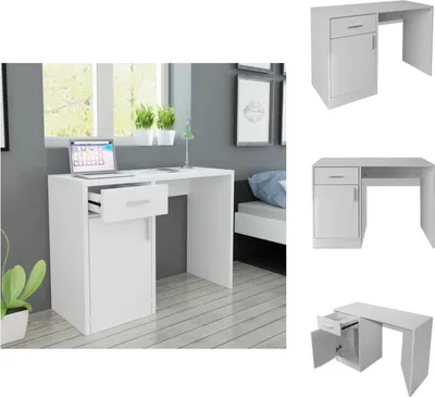 Immagine prodotto di vidaXL Scrivania con cassetto e armadio bianco 100x40x73 cm - Scrivanie