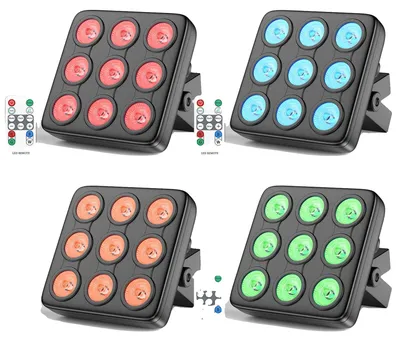 Zdjęcie produktu dla Reflektory sceniczne, moc 180 W, oświetlenie LED RGBW, 4 sztuki, wtyczka UE