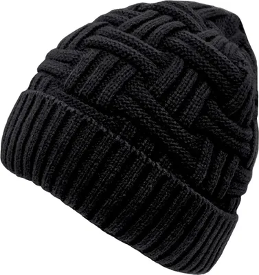 Produktbild von Herren Wintermütze, warme Beanie mit Fleece-Innenfutter, schwarz