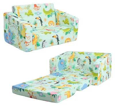 Kinderbank 2-in-1, Klappstoel mit Tasche, Schlafbank, Tiermotiv