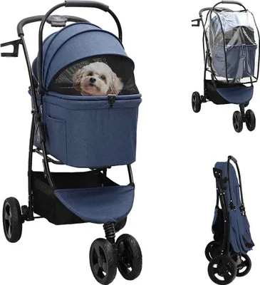Produktbild von Faltbarer Haustierwagen Blau 78 x 54 x 101 cm Polyester