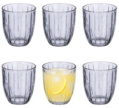 Produktbild von Vivalto Trinkglaser Arcade Set- 6x - Wasserglaser - grau transparent - Glas - 300 ml