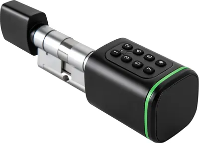 Produktbild von Smartes Zylinderschloss - Elektronisches Türschloss - Entriegelung per PIN-Code - 60 mm Zylinder - Aluminiumlegierung - Für Türstärke 3,6–4,6 cm - Schwarz