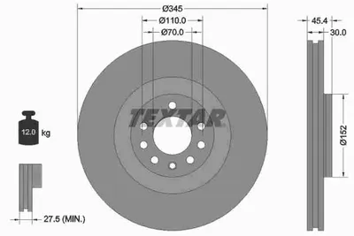 Obrázek produktu pro 2x TEXTAR 92242403 Brzdový kotouč přední nápravy