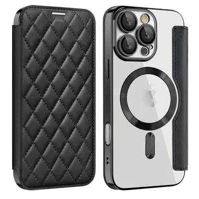 Produktbild von Für Apple iPhone 16 Pro 360 Grad Full Body Magsafe RFID Anti Datenklau Kunst Leder Hülle Tasche Schwarz