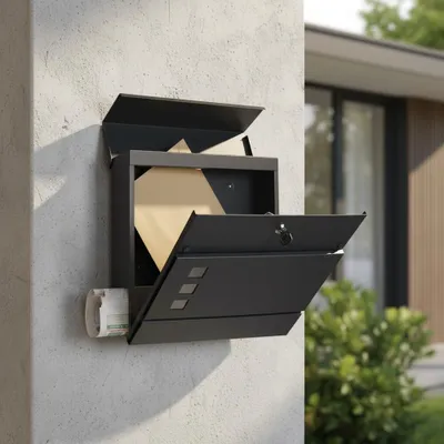 Produktbild von Wandbriefkasten Schwarz Zeitungsrolle Postfach Mailbox Designer wetterfest