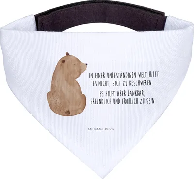 Produktbild von Mr. & Mrs. Panda Bandana Bär Schulterblick - Weiß - Geschenk, Bärenliebe, Motivation, Hundehalstuch, Teddy, Bären, Halstuch Hund, Dreieckstuch, Selbstachtung, Weisheit