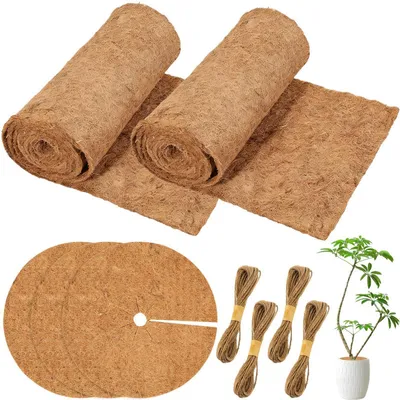 Immagine prodotto di Tappetini in fibra di cocco per la protezione invernale delle piante, confezione da 2 rotoli (100x30 cm) e 5 pezzi (30 cm)