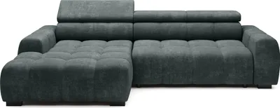 Obrázok produktu pre DomoHome Rohová pohovka BULL - Moderná štýlová rohová pohovka, Nastaviteľný sedák, Bez funkcie spania, Vysokokvalitná látka Eden, Ľavé usporiadanie, Rozmery: 285x168x97 cm, Farba: MARINE
