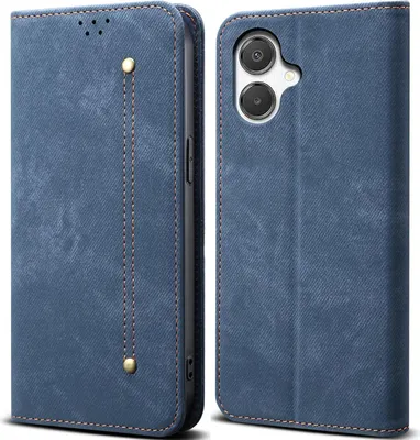 Image de Etui pour Samsung Galaxy A07, étui portefeuille en cuir avec fermeture magnétique et support bleu