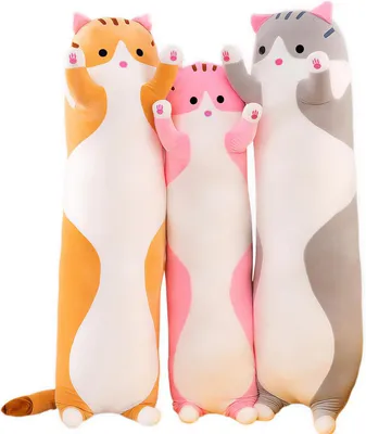 Obrázok produktu pre Plyšový vankúš mačka 90 cm, sivá, maznavý vankúš