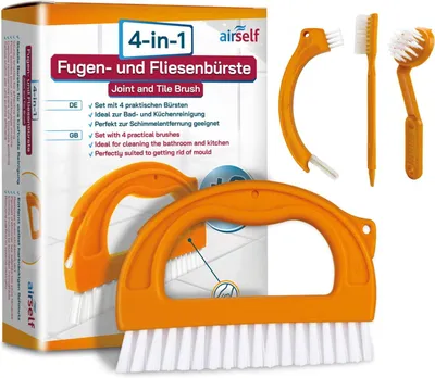 Produktbild von Reinigungsbürste Fugenbürsten- & Fliesenbürsten-Set 4-teilig, für Badezimmer, Küche, chemiefrei