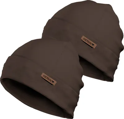 Produktbild von HERMKO 881910 2er Pack Mütze für Damen und Herren aus 100% Baumwolle, Farbe:braun, Größe:S/M