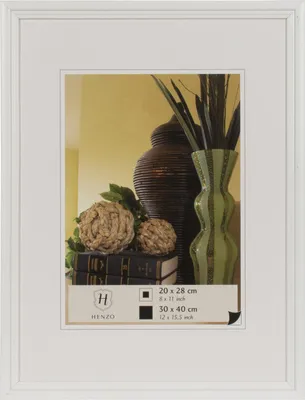 Obrázok produktu pre Drevený rám Henzo Artos, 30x40 cm, biely, s prehnutým profilom, s priehľadným sklom, vertikálne/horizontálne usporiadanie