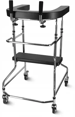 Produktbild von Rehabilitationsrollator 4FIZJO mit Sitz, höhenverstellbar, 4 Räder, Stahl, mit Armauflagen und Bremsen