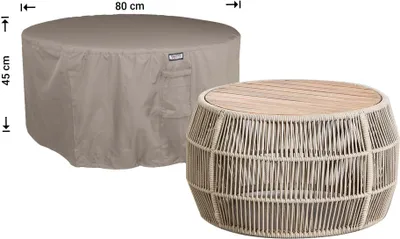 Produktbild von Raffles Covers Hülle für runden Tisch Ø 80 H: 45 cm | Atmungsaktiv | Wasserdicht | UV-beständig | Doppelnähte | Elastischer Kordelzug - Farbe: Taupe