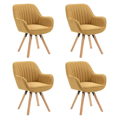 Produktbild von Meubles Cosy 4er-Set bequeme Esszimmerstühle aus gelbe Stoff mit 360° Drehfunktion - CARSON