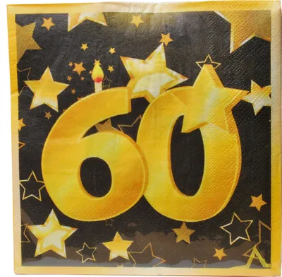 Produktbild von 20 St. Geburtstag Papier Serviette 60 Jahre gold / schwarz Party Deko