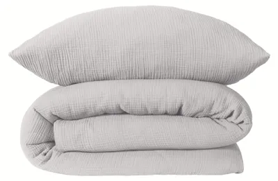 Produktbild von SCHIESSER Bettwäscheset Molly | Einfarbig | Musselin | 2-teilig | 100% Baumwolle | Weich & Angenehm | YKK-Reißverschluss | 135x200 cm + 80x80 cm | Hellgrau