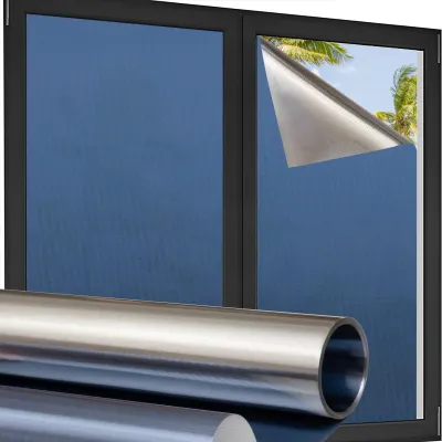Blickdichte Fensterfolie Streifen Blau-Silber 90x200 cm
