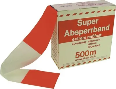 Obrázok produktu pre Výstražná páska červená/biela 500 m, 80 mm