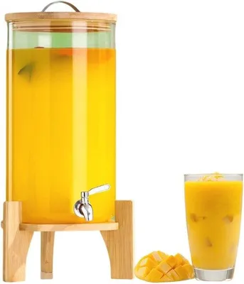 Image de Distributeur de boissons en verre transparent avec robinet, pour boissons froides - de 1,5L à 10L