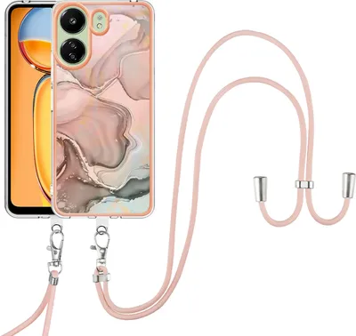 Obrázek produktu pro Pouzdro s řemínkem pro Xiaomi Redmi 13C 4G/Poco C65, vzorované TPU nárazník, ochranné pouzdro s nastavitelným popruhem Béžový