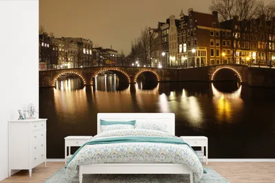 Produktbild von MuchoWow® Fototapete für Wohnzimmer oder Schlafzimmer Wandtapete Vinyl Motivtapete Bild der Keizersgracht in Amsterdam - 360x240 cm - Vinyl-Tapete