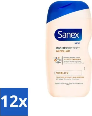 Produktbild von Sanex BiomeProtect Mizellen-Duschgel – Vitality – 0 % Sulfat – Für alle Hauttypen – 400 ml - Vorteilspack - 12 Stücke
