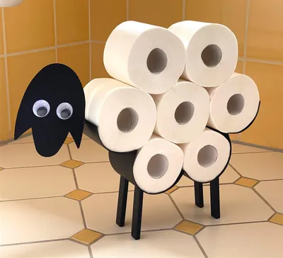 Produktbild von DanDiBo Toilettenpapierhalter Schwarz Metall Schaf mit Wackelaugen WC Rollenhalter Freistehend WC Papierhalter Toilettenrollenhalter
