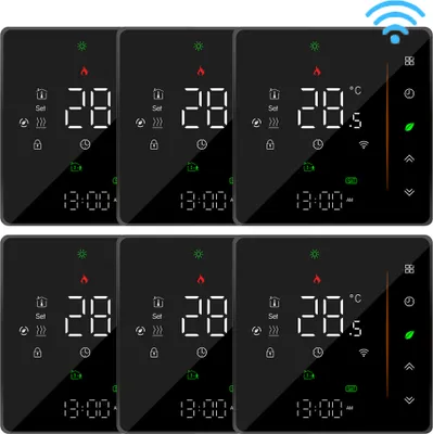 Produktbild von 6X WiFi Intelligent Raumthermostat Thermostat, Warmwasserbereitung, wifi fußbodenheizung APP Control Voice Heizung Kompatibel mit Alexa/Google für zu Hause 5A - Schwarz