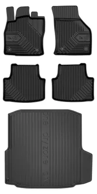 Productafbeelding van Rubberen automatten + kofferbakmat voor Skoda Octavia III 2012-2016 (liftback) – 5-delig, zwart, op maat – Wielganizator