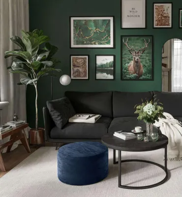 Produktbild von Runder Couchtisch CIRI mit Hocker Dunkelbeton