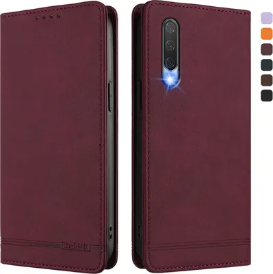 Image de Etui pour Xiaomi Mi CC9 / Mi 9 Lite, étui rétro en cuirPolyuréthaneavec support et fentes pour cartes de crédit Rouge