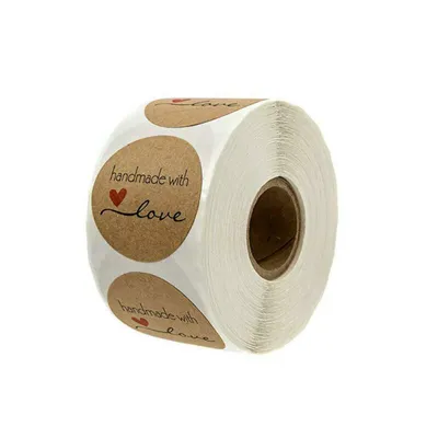 Produktbild von 500pcs/roll Handmade With Love Aufkleber Seals DIY Fertigkeit 1" Runde Etiketten
