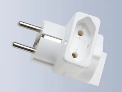 Produktbild von Duplex Schutzkontakt Euro Stecker Adapter Steckdose Verteiler mit Überspannungsschutz