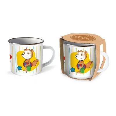 Produktbild von Trötsch Bobo Siebenschläfer Emailletasse Streifen: Kaffeetasse Teetasse Geschenkidee Geschenk Tasse Emaillebecher