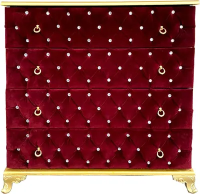 Immagine prodotto di Casa Padrino Cassettiera barocca Boardeaux rosso/oro 100 x 45 x h. 90 cm - Cassettiera in legno massiccio con 4 cassetti e pietre scintillanti - Mobili per camera da letto barocchi