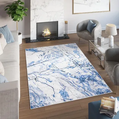 Immagine prodotto di Tappeto Tapiso TOSCANA Moderno Blu Grigio Soggiorno OEKO-TEX 140 x 200 cm