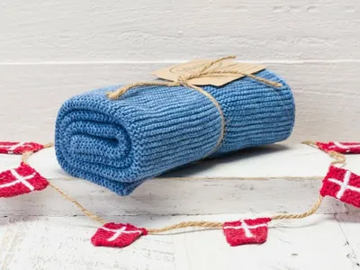 Produktbild von Solwang Küchentuch BLAU MELIERT gestrickt ORGANISCH Geschirrtuch Handtuch Gäste