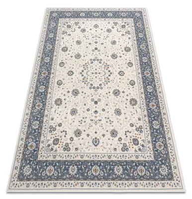 Image de Tapis en laine NAIN Cadre ornement 7179/51943 beige / bleu foncé beige 240x340 cm