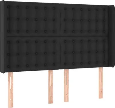 Obrázek produktu pro vidaXL Čelo postele s ušima černé 147x16x118/128 cm Imitace kůže